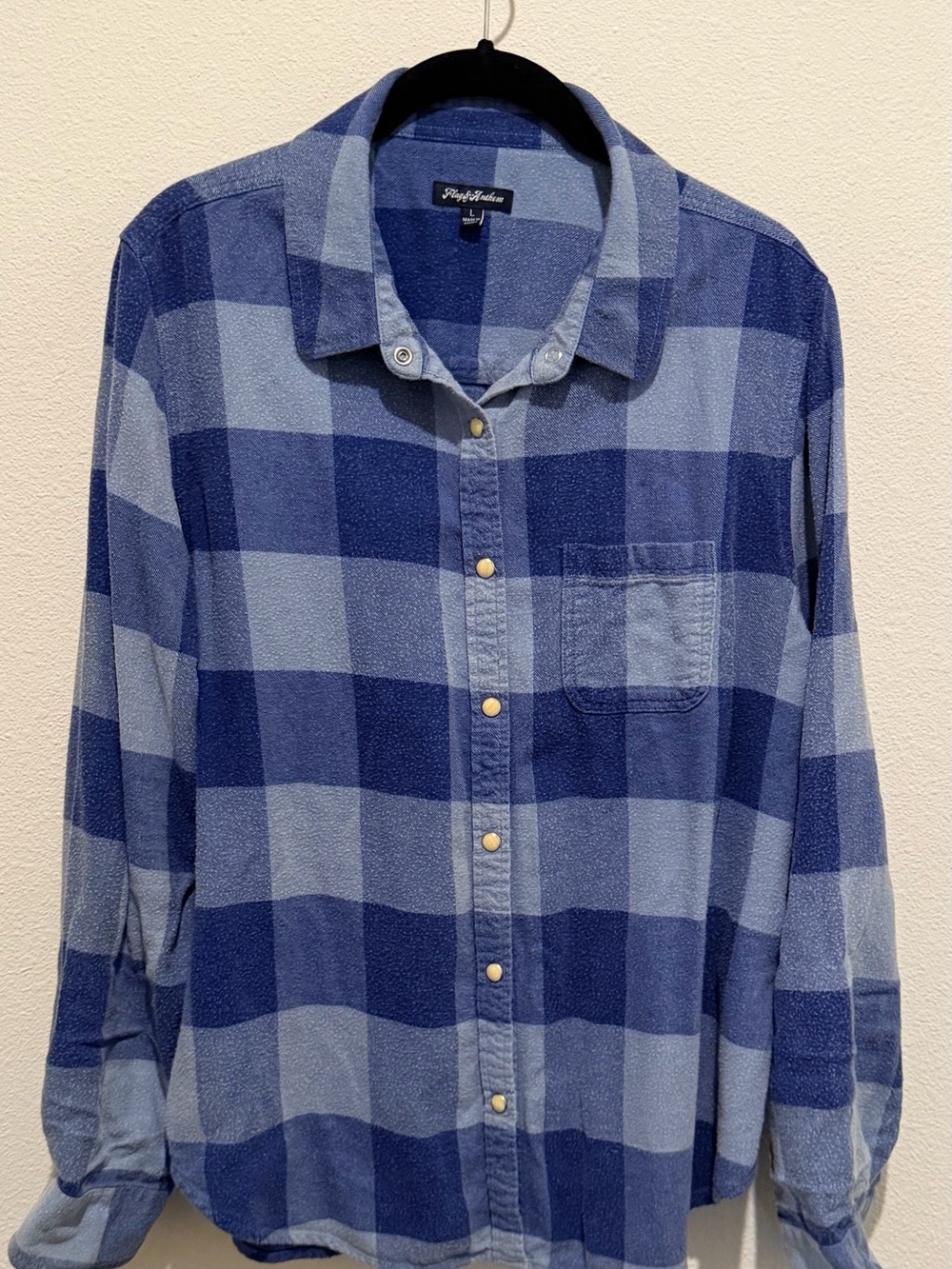 Flag & Anthem Light & Dark Blue Plaid Shirt | Women’s Large